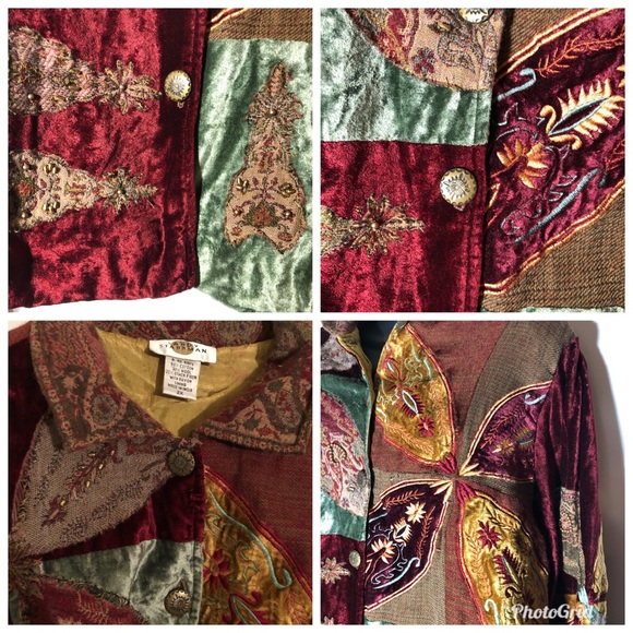🔥SALE🔥Vintage Patchwork Artsy Jacket - Picture 4 of 5